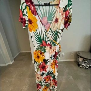 Florally impressed floral print maxi dress.